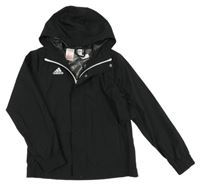 Černá šusťáková jarní bunda s logem a kapucí Adidas