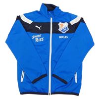 Modro-tmavomodro-bílá propínací sportovní mikina s potiskem Puma