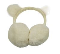 Smetanové chlupaté klapky na uši s oušky