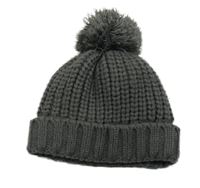 Antracitová pletená čepice s bambulí 