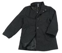 Černo-šedý vzorovaný lehce zateplený kabát 