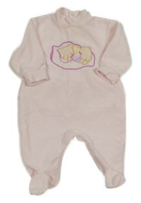 Světlerůžový sametový overal s medvídkem 