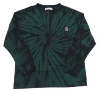 Černo-tmavozelené batikované triko s nápisem Zara