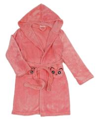 Růžový plyšový župan s čumáky a kapucí 