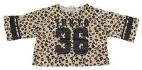 Béžovo-černé crop tričko s číslem a leopardím vzorem H&M