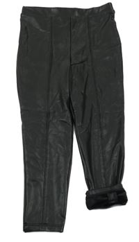 Černé zateplené koženkové legíny Matalan