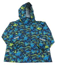 Tmavomodro-zelená šusťáková jarní bunda s diny a kapucí Papagino