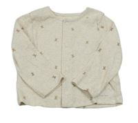 Béžové melírované žebrované propínací triko s medvídky F&F