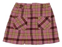 Růžovo-fialovo-béžová kostkovaná šukně 