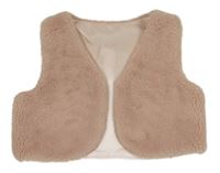 Světlerůžová chlupatá podšitá crop vesta 