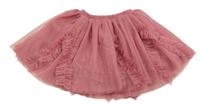Starorůžová tylová sukně s volánky 