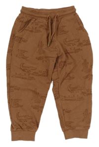 Hnědé tepláky s krokodýly Nutmeg