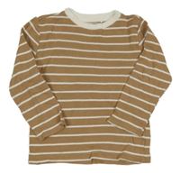 Hnědo-bílé pruhované triko F&F