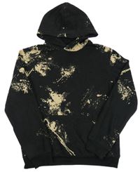 Černo-béžová mikina s fleky a kapucí H&M