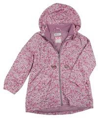 Světlerůžová květovaná šusťáková jarní parka s kapucí H&M