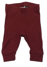 Vínové žebrované lehké tepláky H&M