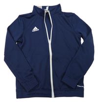 Tmavomodrá propínací sportovní mikina s logem Adidas