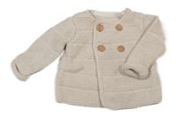 Béžový žebrovaný propínací svetr Mothercare
