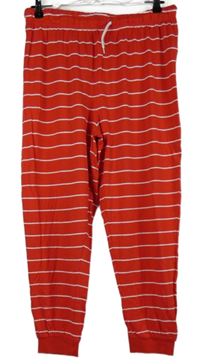 Dámské červeno-bílé pruhované pyžamové kalhoty Primark 
