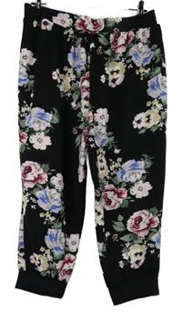 Dámské černé květované crop kalhoty Shein 