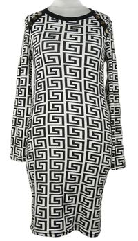 Dámské černo-bílé vzorované šaty 