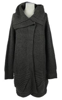 Dámský tmavošedý svetrový dlouhý cardigán s límcem George 