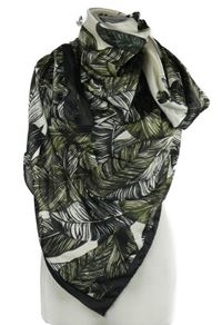 Dámský hnědo-khaki-bílý šátek s leopardem