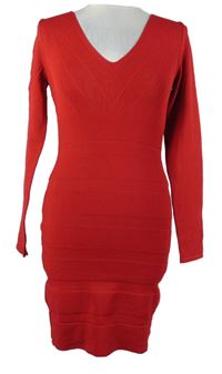 Dámské červené svetrové žebrované šaty Mango 