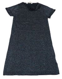 Černo-barevné třpytivé pletené šaty s mašlí H&M