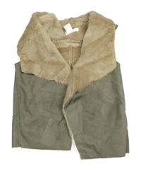 Šedo-béžová semišová vesta s kožíškem H&M