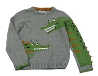 Šedý svetr s krokodýly 