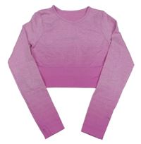 Růžové melírované sportovní crop triko s proužky Primark