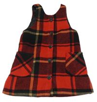 Červeno-černo-béžové kostované vlněné šaty Dunnes