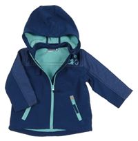 Tmavomodrá softshellová bunda s dinosaury a kapucí Ergee