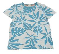 Bílo-modré tričko s květinovým vzorem KIDS