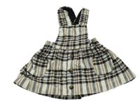 Bílo-hnědo-černá kostkovaná sukně s laclem Zara