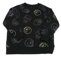 Černá mikina s barevnými lebkami Primark