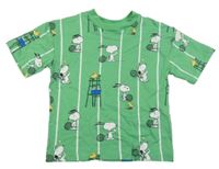 Zeleno-bílé pruhované tričko se Snoopym H&M