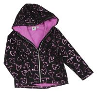 Černo-růžová softshellová bunda se srdíčky a kapucí Body glove