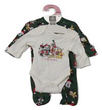 Nové - 2Set - Bílé body s Mickeym + zelený overal Primark