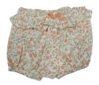 Bílo-květované bavlněné kraťasy s mašličkou