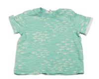 Mentolovo-bílé tričko s rybičkami