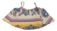Bílo-barevný vzorovaný volný crop top Shein