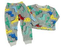 Šedé chlupaté pyžamo s dinosaury Matalan