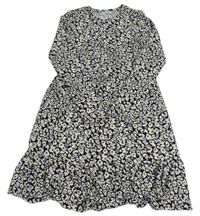 Černo-lila-smetanové vzorované šaty Primark