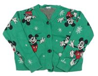 Zelený propínací svetr s Mickeym Disney