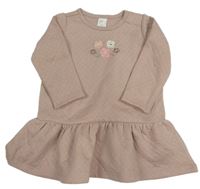 Starorůžové prošívané teplákové šaty s kytičkami H&M