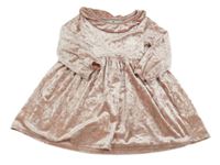 Světlerůžové sametové šaty s volánkem H&M