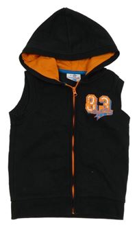 Černá tepláková propínací vesta s číslem a kapucí Topolino