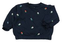 Tmavomodrá mikina s kytičkami M&S